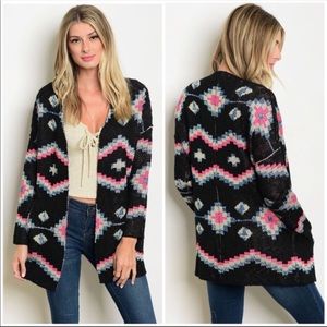 Brand NEW! NEVER WORN Cardigan - Large Black, Pink